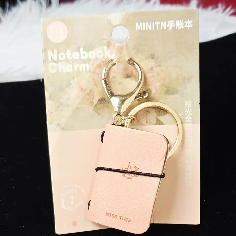 Mini Pink Traveler’s Notebook Keychain Faux Leather Journal Bookish Bag Charm